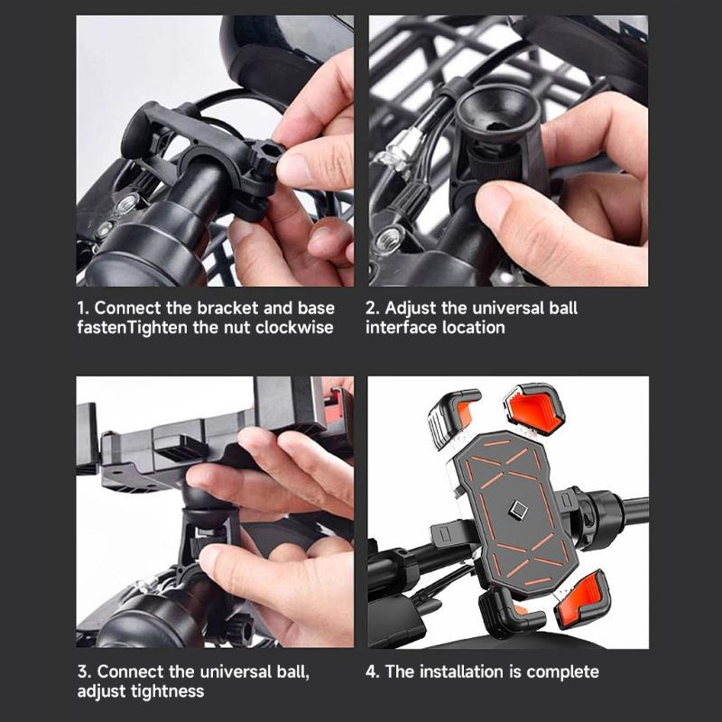 Bike Phone Mount Stand NonSlip Anti-Vibrations Universal Bike Handlebar Adjustable Phone Mount Clip Easily to Install