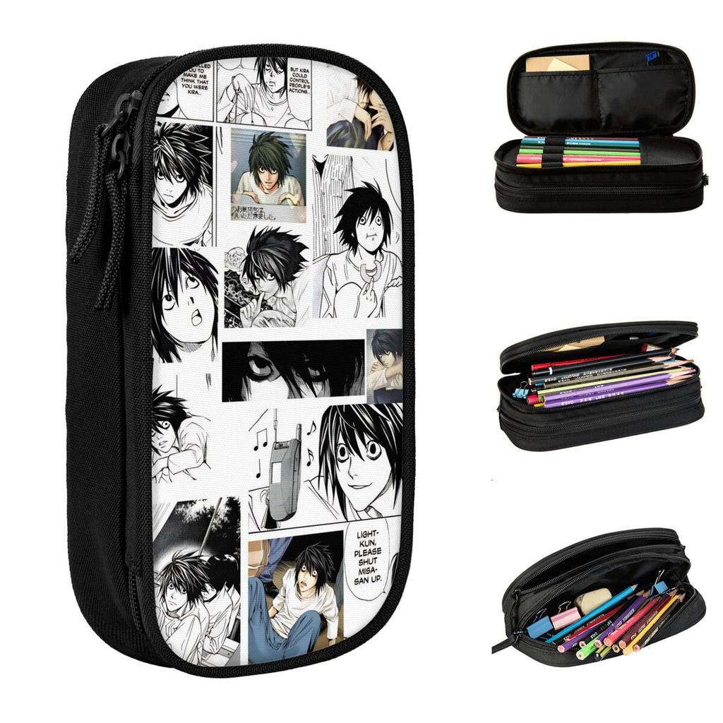 L Lawliet Pencil Case Cute Deathnotes Anime Pen Bag Kids Large Storage School Supplies Zipper Pencilcases