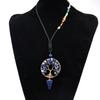 Artificial Agate Tree Of Life Pendant Necklace With Crystal Drop For Women