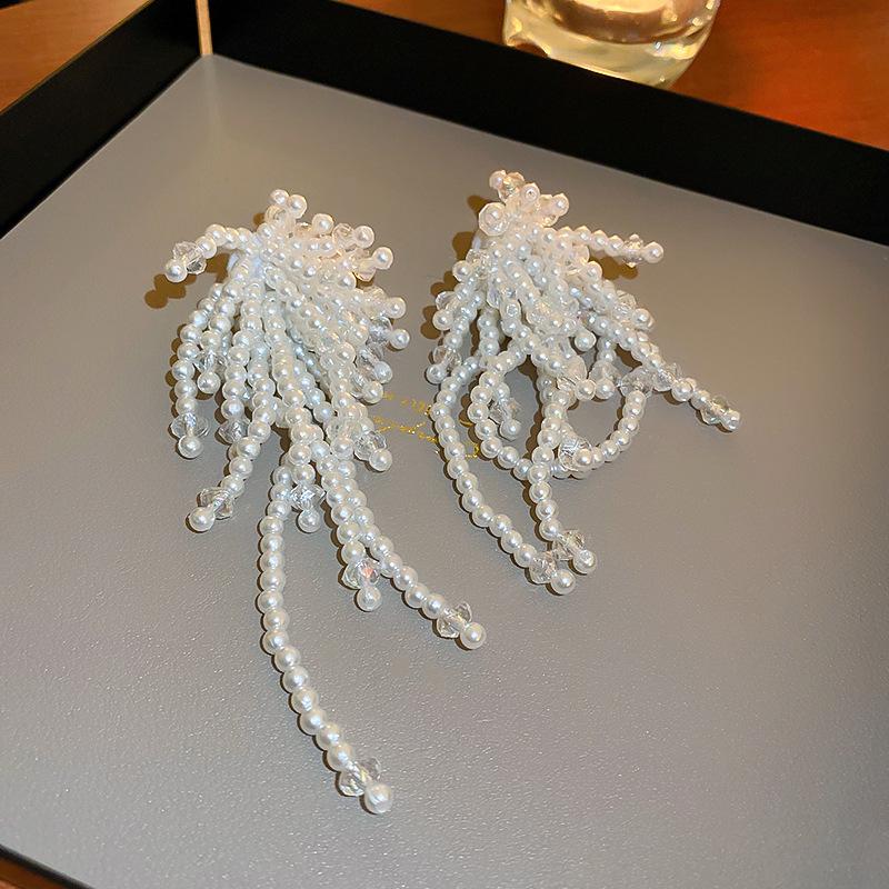 Elegant Fine Crystal Snow Gauze Bowknot Earrings for Women Girl Romantic Temperament Dangle Earrings Wedding Jewelry Accessories