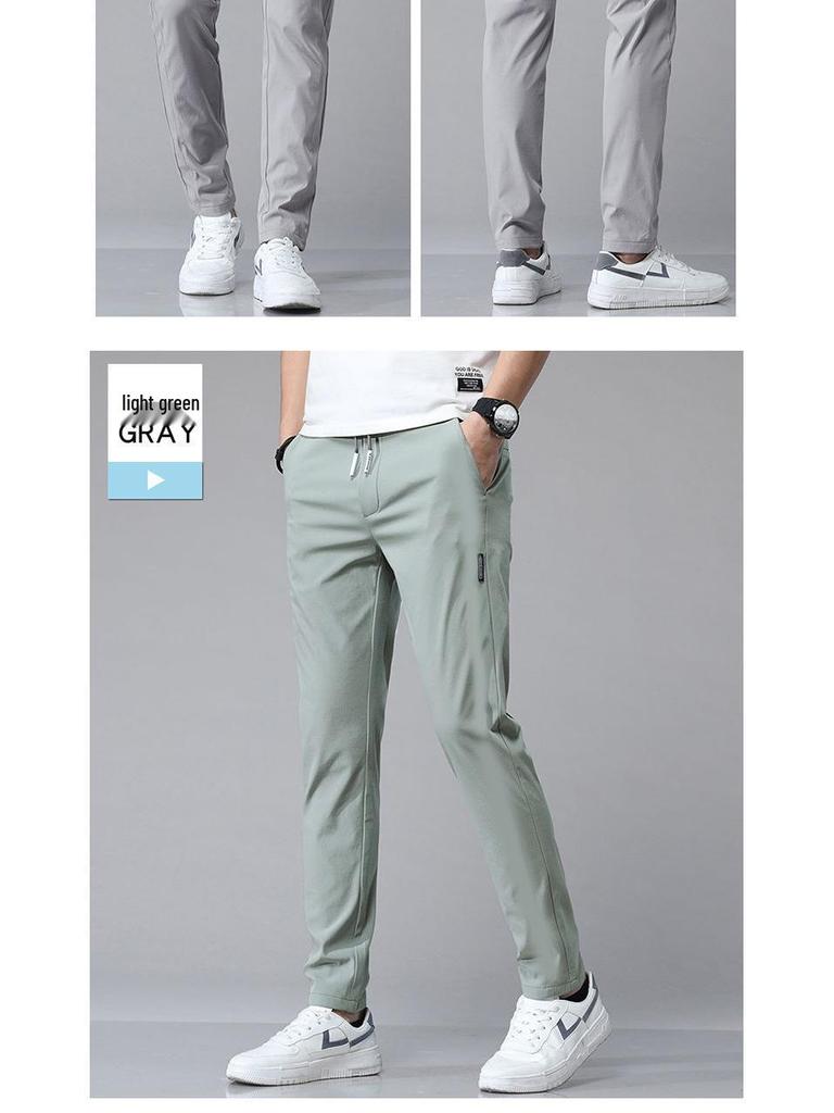 Herren Sommer Slim Fit Koreanischer Stil Eis Seide Atmungsaktive Hose