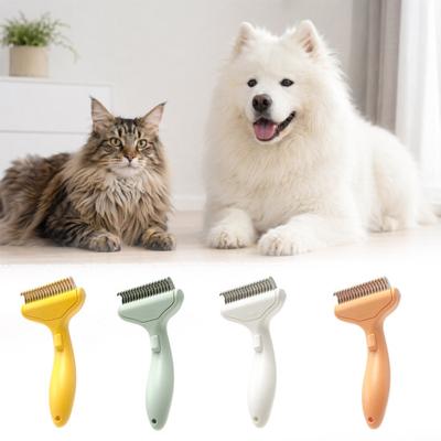 Pet Detangling Comb, Deshedding Tool with Curved Stainless Steel Teeth, Gentle Grooming And Dematting Brush for Long Hair Dogs Cats