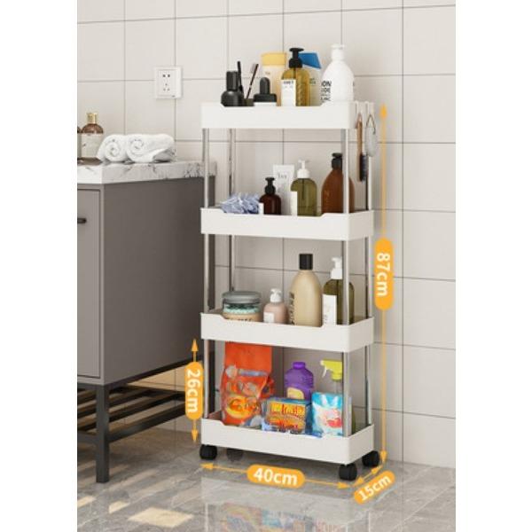 Rullende Stue Flyttbar Slide Oppbevaring 3/4 Rack Oppbevaringshylle Utility Kjøkken Rack Hylle Organizer Tier Slim Baderomsvogn