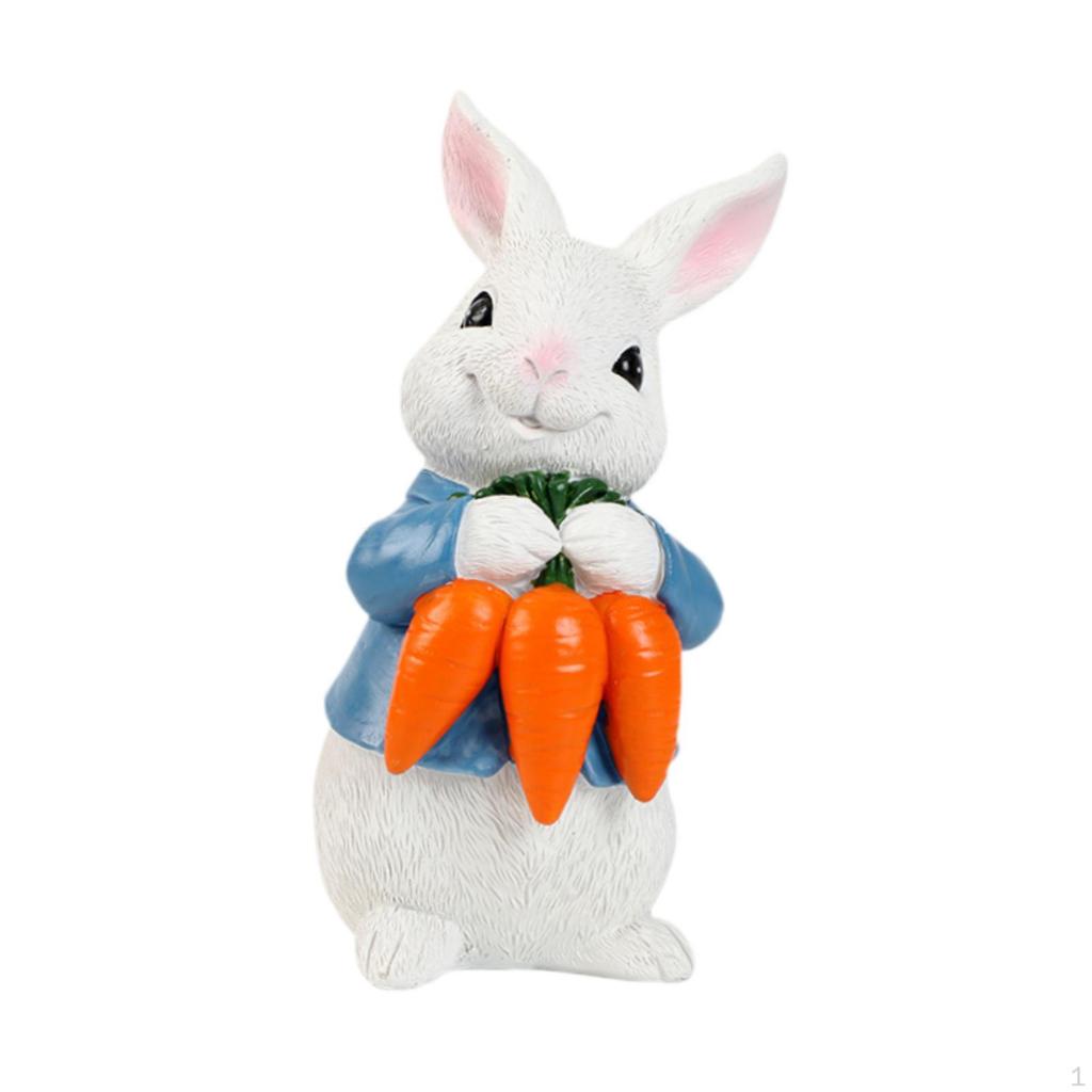 Bunny Figurine for Easter, Rabbit Sculpture Tabletop Decoration