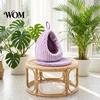 Pet Bird Resting Hut Hanging Parrot Nest Bed, Winter Striped Plush Water Drop Shape Cold Weather Cozy Cave Bed with Removable Cushion, Cage