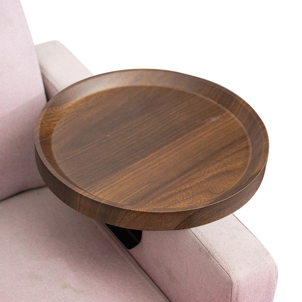 

Столик-поднос на подлокотник дивана, круглый, с клипсой для подлокотника дивана, портативный держатель для напитков, закусок, пульта дистанционного управления, для дивана, обеденного стола, кабинета, дома