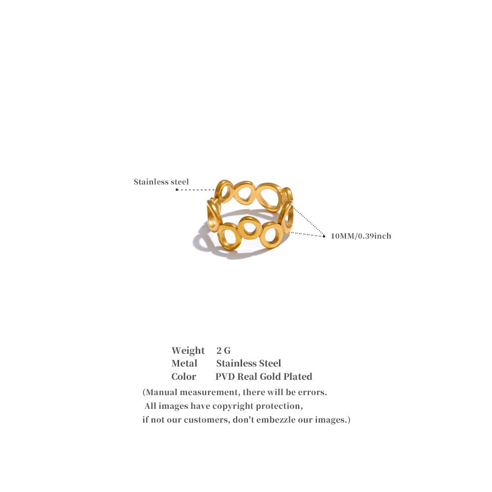 Yhpup 678# Arrivals Stainless Steel Round Geometric Hollow Gold Color Ring for Women Minimalist Trendy Jewelry Accessories