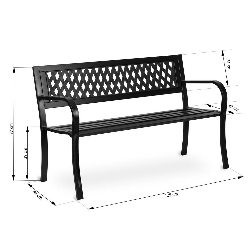 Panca da Giardino con Schienale 125 X 77 X 49 Cm Divano Trifoglio