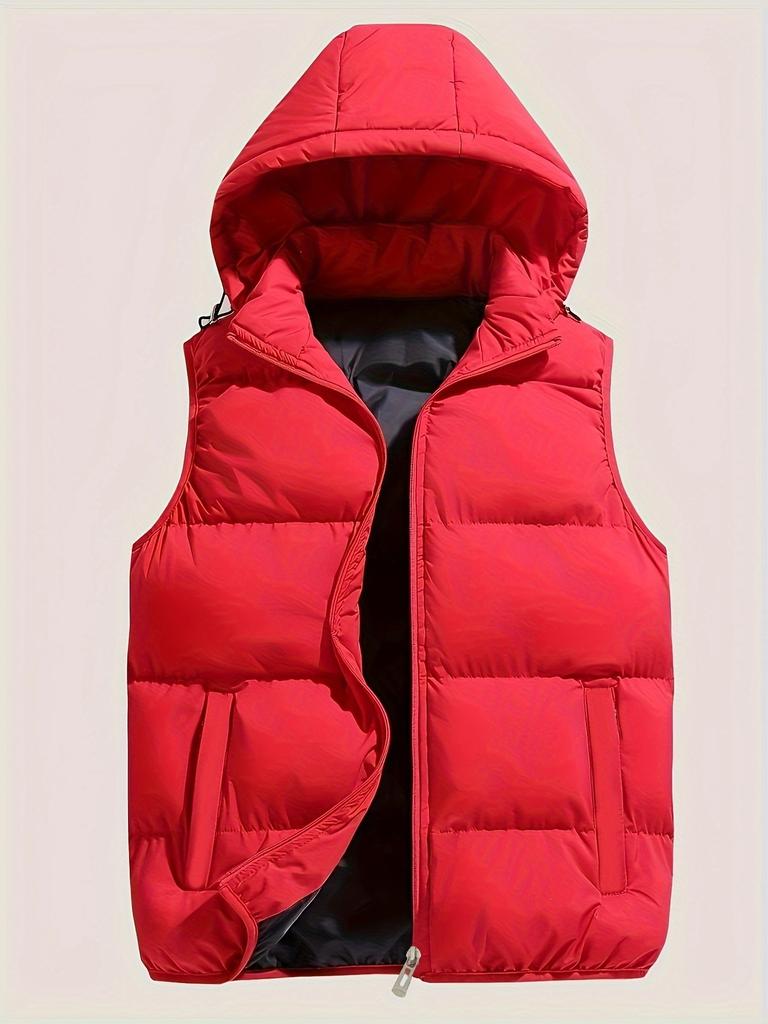 Herren Kapuzenweste Jacke, Baumwolle, Schwarz, Rot, Größen 0XL-5XL