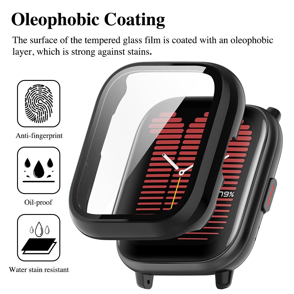 Glas+Hülle für Amazfit Active Gehärtetes Glas Displayschutzfolie & Harter PC Schutz-Bumper für Amazfit Active Zubehör