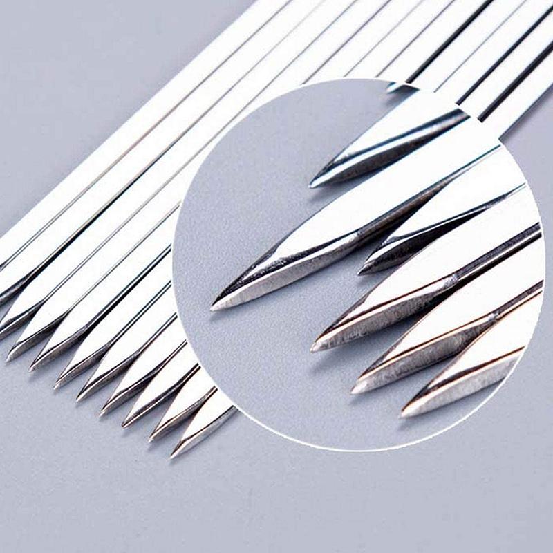 50Pcs Stainless Steel Barbecue Skewer Reusable BBQ Skewers Kebab Iron Stick For Outdoor Camping Picnic Tools Cooking Tools 35cm