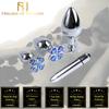 Blue Flower Stainless Steel Metal Anal Crystal Butt Plug  Set  Non Vibrating Butt Plugs