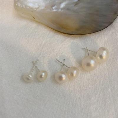 Orecchini Geometrici Retrò con Perle d'Acqua Dolce Naturali per Donna - Semplici, Versatili, Mini Accessori