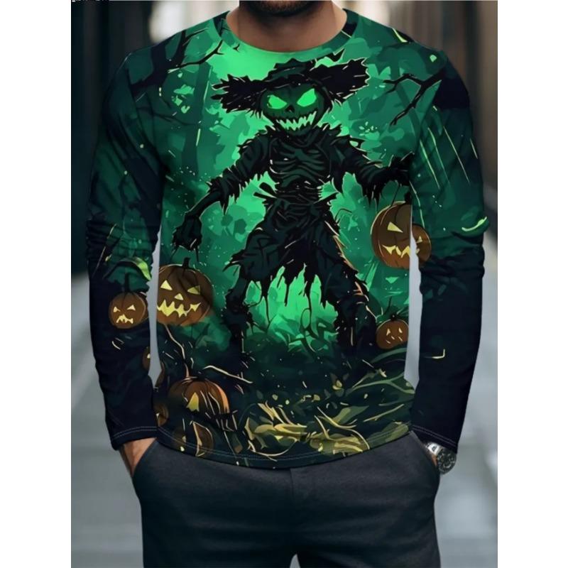 Men's Casual Daily Long-sleeved T-shirt, with Fashionable Printed Design, a Comfortable and Casual Top That Can Be Machine Washed
