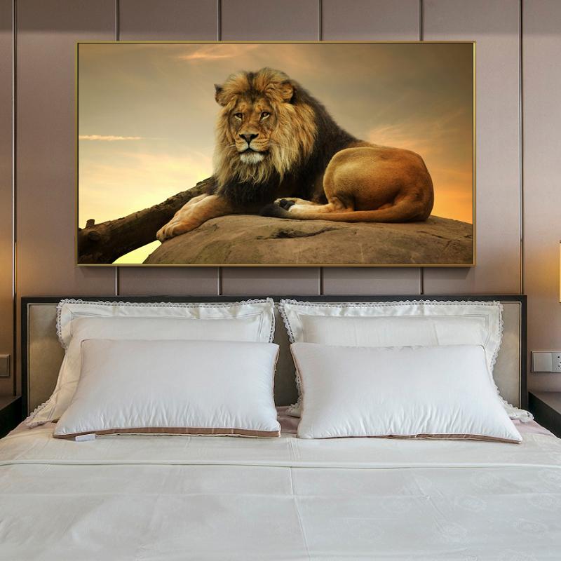 Postere și imprimeuri moderne cu animale, artă pe perete, pictură pe pânză, cu leu, imagini de perete pentru living, decorarea casei, fără cadru