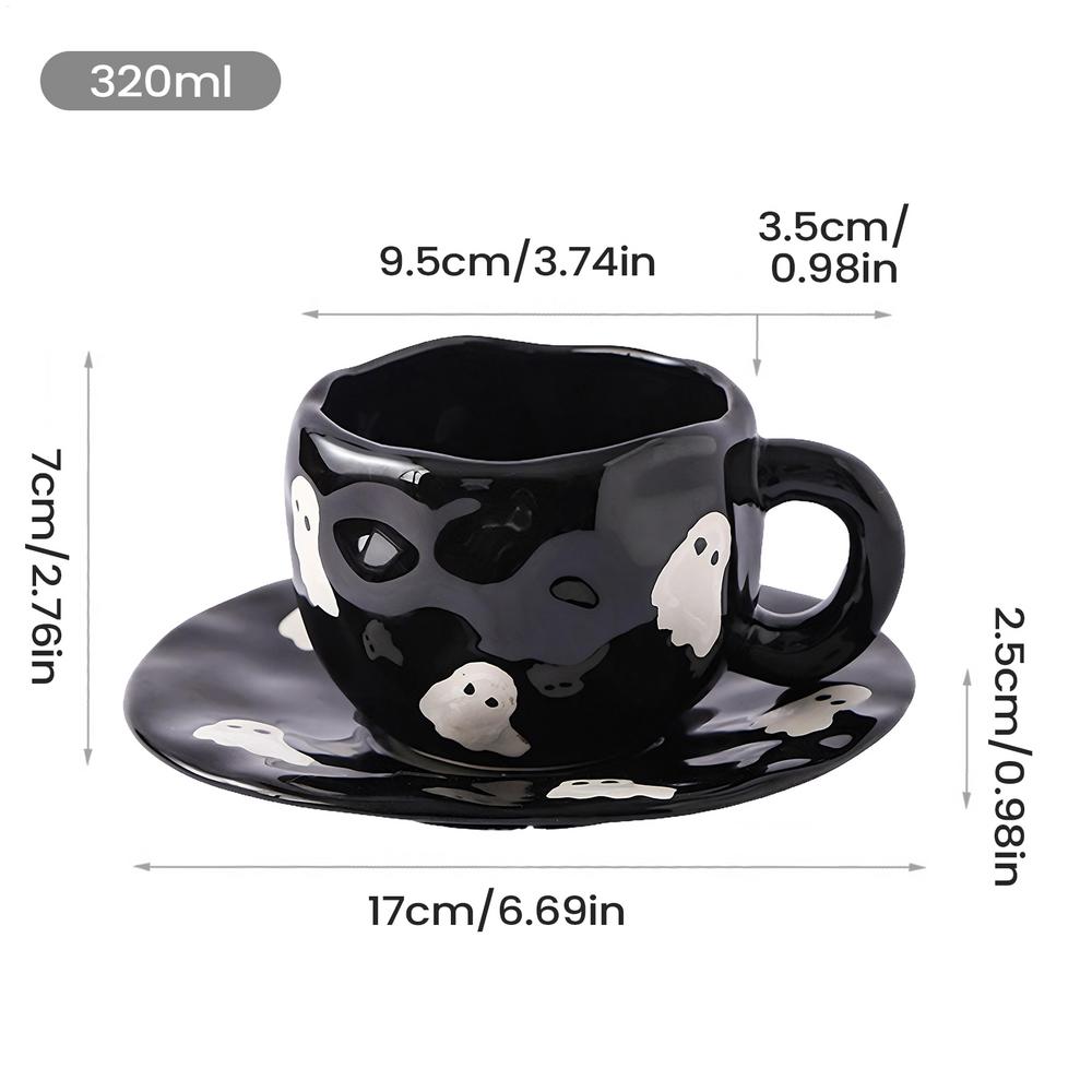 320ml Halloween Themed Ceramic Mug Spooky Novelty Coffee Cup for Wine Beer Tea Collectors Teachers Office Home Decor Fall Gift