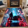 1PC Night Rider, Motorcycle Red Glow Carpet for Living Room Bedroom Sofa Home Decor Rus Non-slip Floor Mat Luxury Gift