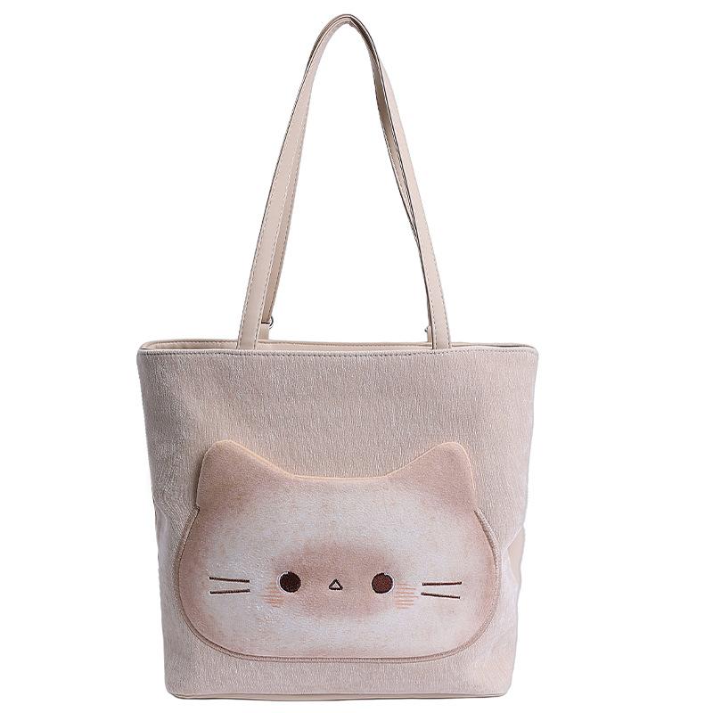 Cute Toast Kitten Handbag Women's New Versatile Student Schoolbag Fashion Trend Messenger Bag