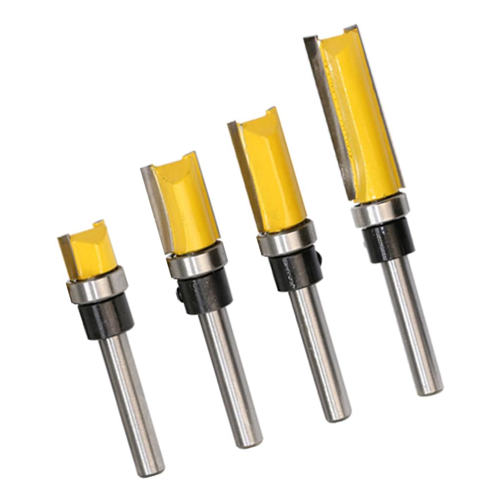4pcs Mill Router Bit Set 1/4 Shank Milling Bit Straight End Milling Trimmer Alloy Woodworking Tool