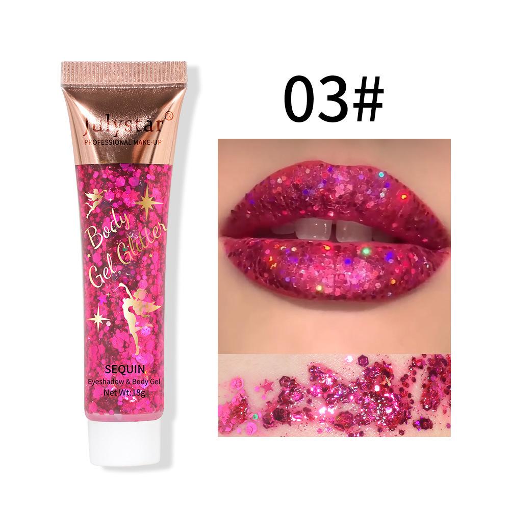 Julystar Body Gel Glitter Sequin Eyeshadow Mermaid Scale Liquid Glitter Gel Face Lip Hair Body Shimmer Sparkle Pigment Festival Party Makeup