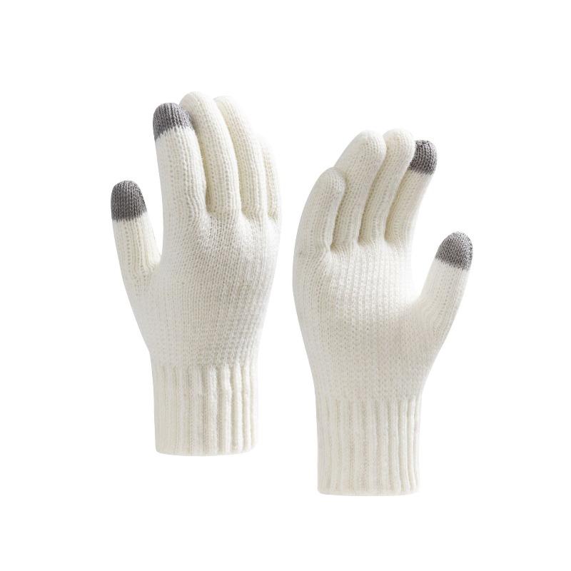 

Флисовые перчатки зимние жаккардовые вязаные шерстяные женские велосипедные теплые и холодные перчатки one size fits all белый