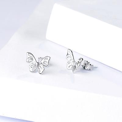 S925 Sterling Silver Hollow-out Butterfly Studs Refined Stylish and Versatile Girl's Heart Ins Earrings
