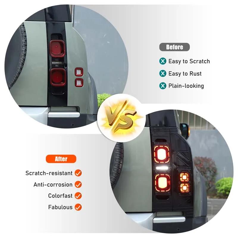 For Land Rover Defender 90 110 20-25 ABS Glossy black Car Rear Brake Light Wide Indicator Light Protective Net Cover Accessories