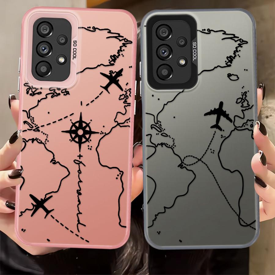 Phone Cover Case for Samsung Galaxy A54 A23 A71 A13 A32 A36 A17 A52 A16 A34 A25 A73 A72 A12 A14 A56 Airplane Route