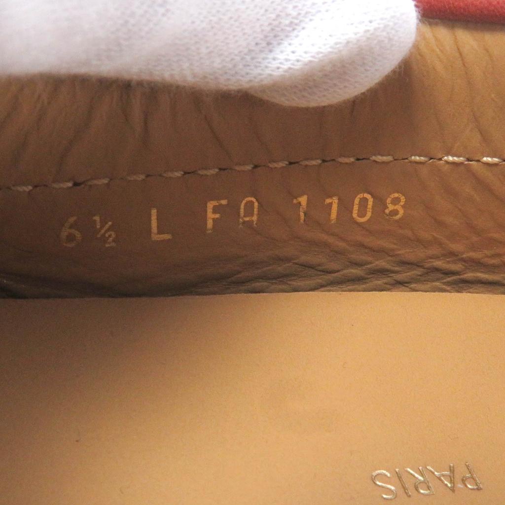 Excellent LOUIS VUITTON Driving shoes LV logo metal loafers Red series 6.5 Used
