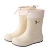 Simple White Campus Wind Glue Shoelaces Waterproof Shoes Rain Shoes Khaki Rain Boots Urban Commuter Non-slip Women's Water Boots