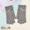 Women's Winter Knitted Touchscreen Gloves with Bow & Pearl