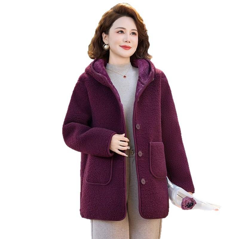 Autumn and Winter Fleece Thickened Jacket Women's Granular Fleece Cotton-padded Jacket Warm Hooded Cotton-padded Jacket