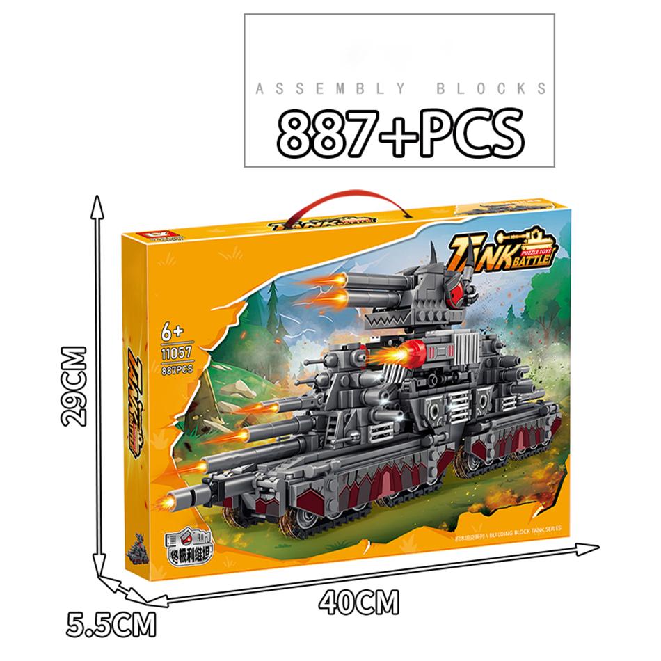 WW2 Military Cartoon Tank Monster Germany Karl Gerat Railway Gun P1000 Soviet KV 44 Model Building Blocks Bricks Toys Kids Gifts