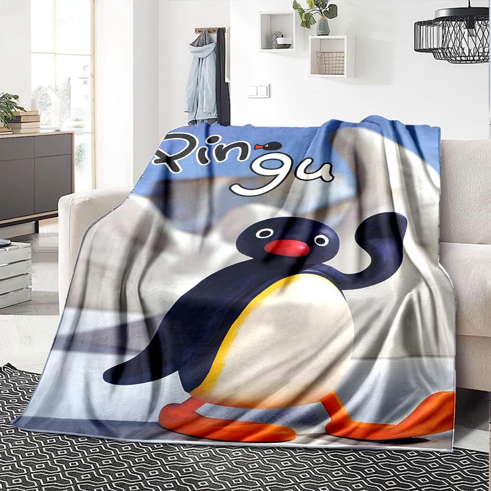 1pc Pingu1 Blanket, Gift, for Men and Women, Soft Blanket, Good for Sofa Bed Couch Travel, Lightweight Flannel Blanket