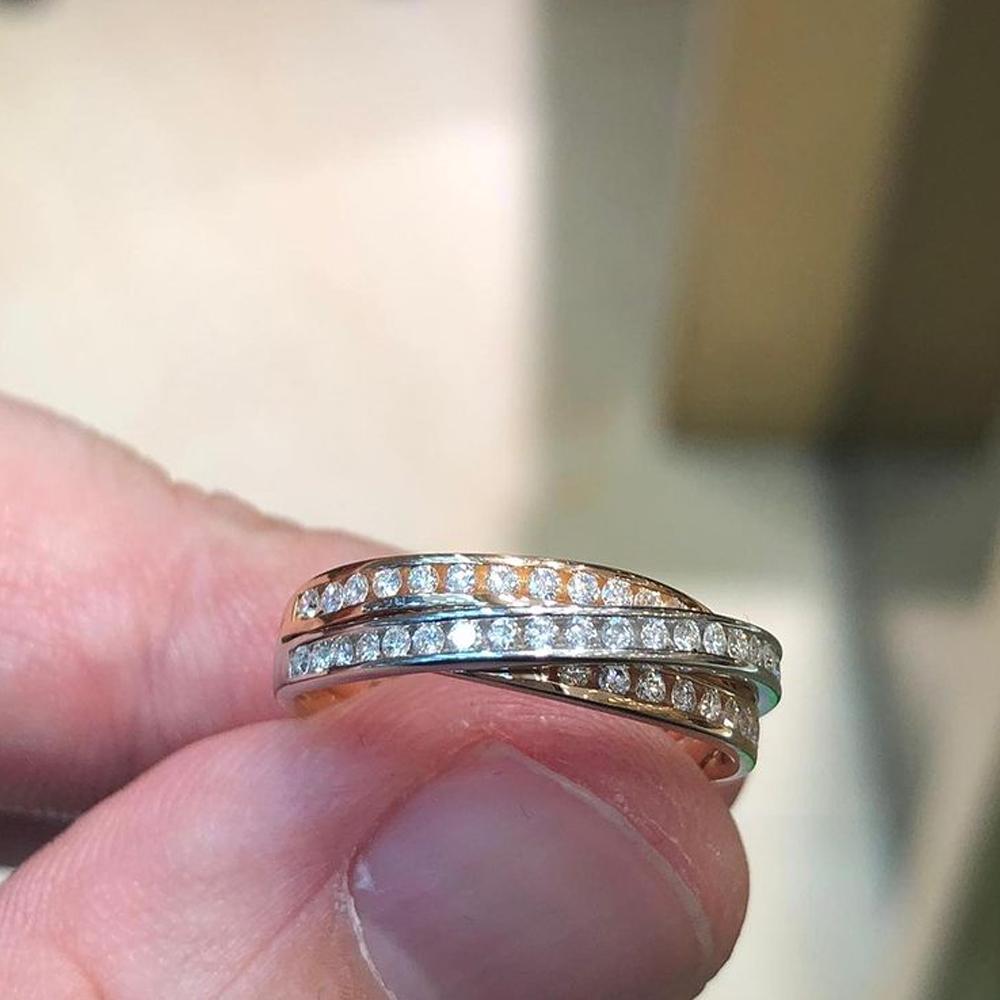 Huitan Fancy Cross Design Wedding Rings for Women Luxury Inlaid Shiny CZ Two Tone Creative Lady Finger Rings New Fashion Jewelry