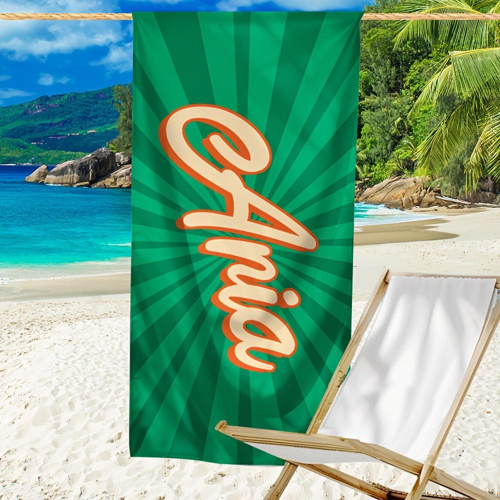 Personalized Striped Beach Towel Custom Name/Logo Microfiber Towel Thin Quick Dry Absorbent for Beach Swimming Yoga Bath Sports