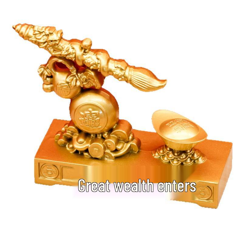 Premier Wealth Pen: Double Fortune Yuanbao Spinner Office Ornament
