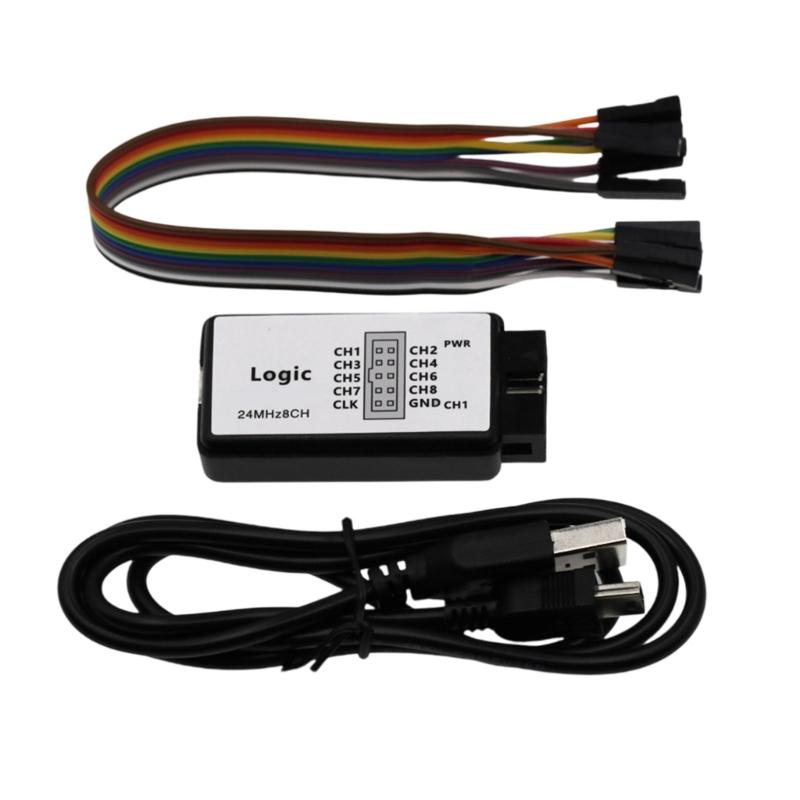 

USB Logics Analyzers Device 24M Sampling Rate 8 Channel with Ferrite Rings USB Cable UART IIC SPI Debug Logics Analyzers 1