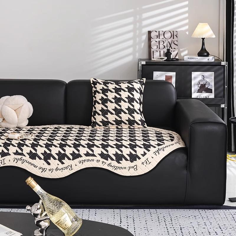 Summer Latex Houndstooth Printed Sofa Cover Decor Non-Slip Mat Couch Slipcover Protector Universal Irregularity Sofa Cushion