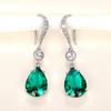 Simple Anti Emerald Water Drop Earrings Charm Women  Sterling Silver Fine  Prevent Allergy Party Accessories Gifts