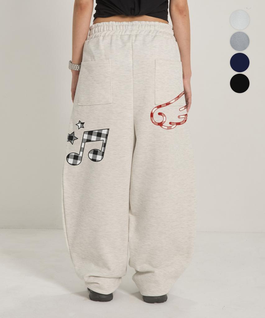 FUZZY SCAN Angel Note Balloon Wide Pants 4 Colors