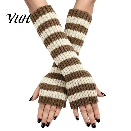 Knitted Arm Warmers for Women Striped Women, Fingerless Sleeves, Soft Comfortable Sleeves Typing Thermal Wrist Autumn Winter, Fashion Accessories