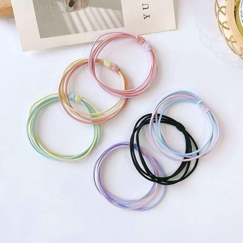 The new color matching four-strand rubber band net celebrity small fresh forest female Korean headdress girls tie hair accessories hair ring