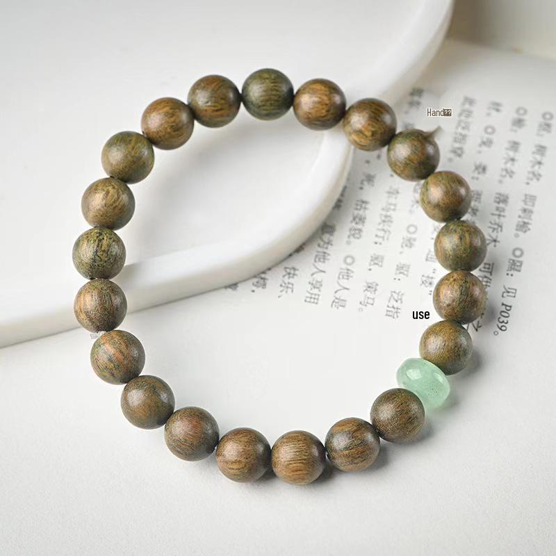 Red Pine & Green Sandalwood Beads with Shoushan Stone Bracelet - Unisex Chinese Style
