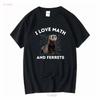 I Love Math And Ferrets Weasel Lover Algebra Stem Teacher T Shirt Size S 5XL Vintage Washed Graphic Unisex Stretched Homme