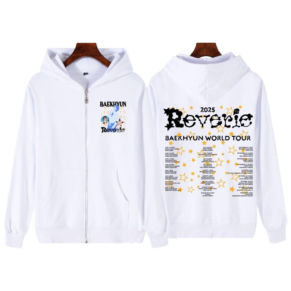 Baekhyun Reverie World Tour 2025 Zip Up Hoodie Casual Zipper Hoodie Sweatshirt Unisex