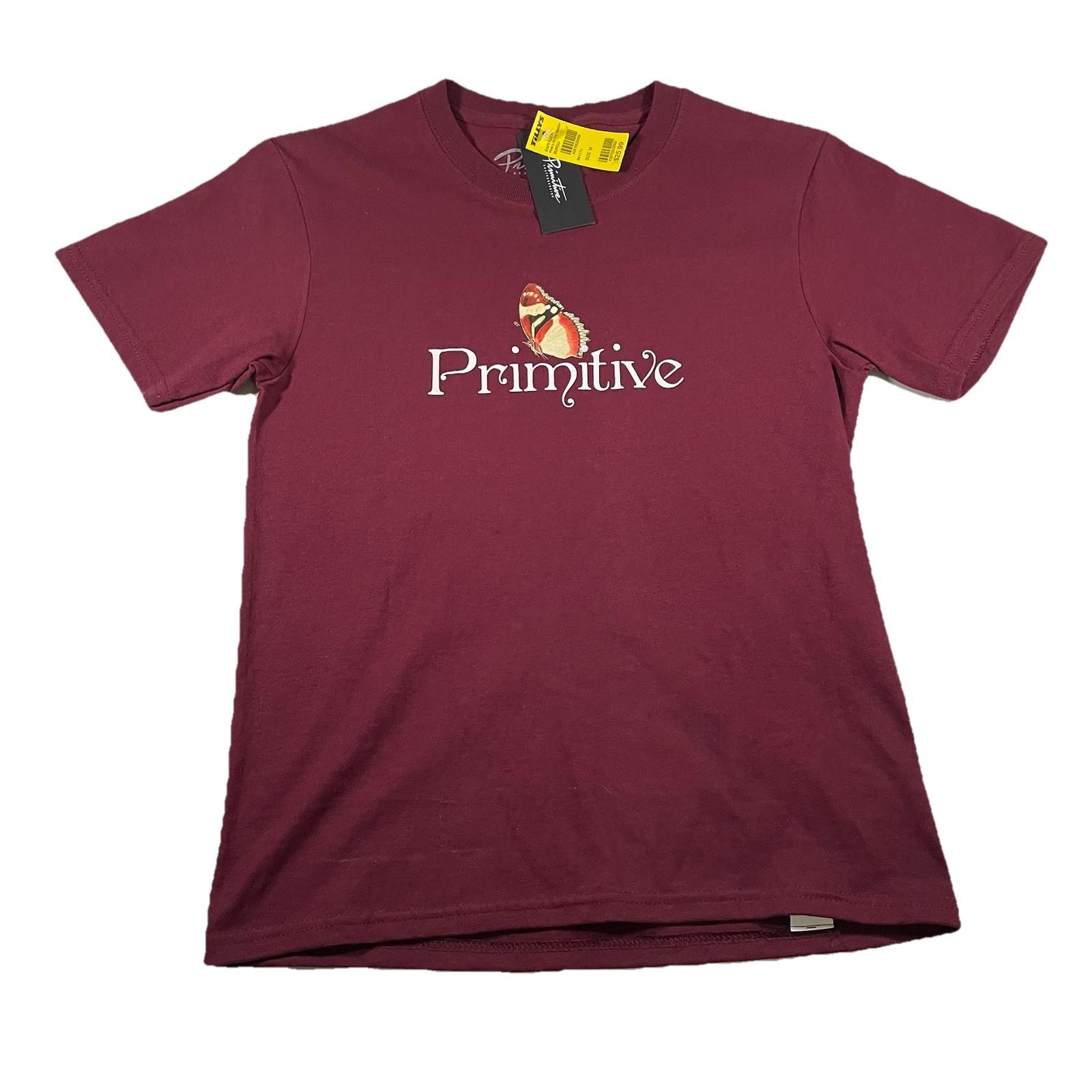 Primitive Skateboarding Boys Youth T  M Insight Butterfly Graphic Burgundy Unisex T-Shirt XL