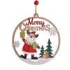 Wooden Christmas Tree Pendant Round Hollow Christmas Ornament Snowman/Santa Claus Elk Hanging Christmas Decoration Farmhouse
