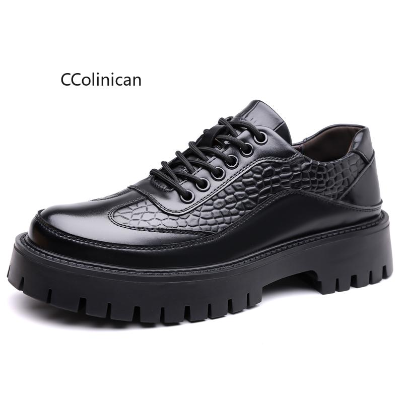 Hot Men Casual Shoes Lace Up British Style Thick Sole Oxfords High Quality Derby Shoes Fashion Breathable Outdoor Shoes For Male