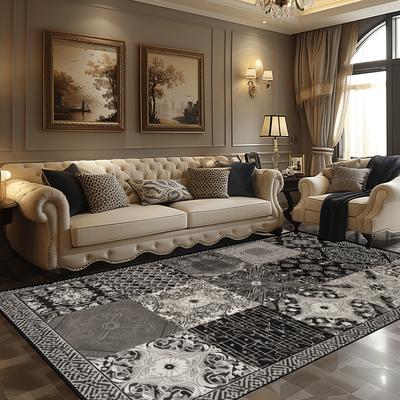 Persian Retro Carpets for Living Room Geometry Pattern Home Decor Luxury Rugs Non-slip Bedroom Soft Rug Washable Porch Floor Mat
